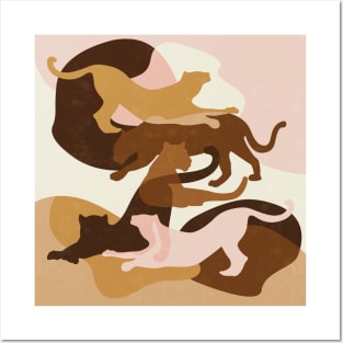 Nomade Big Cats / Abstract Cats in Blush Posters and Art